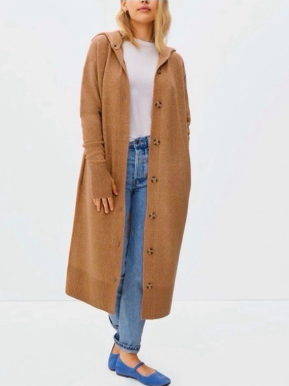 Everlane Long Hooded Duster Cardigan